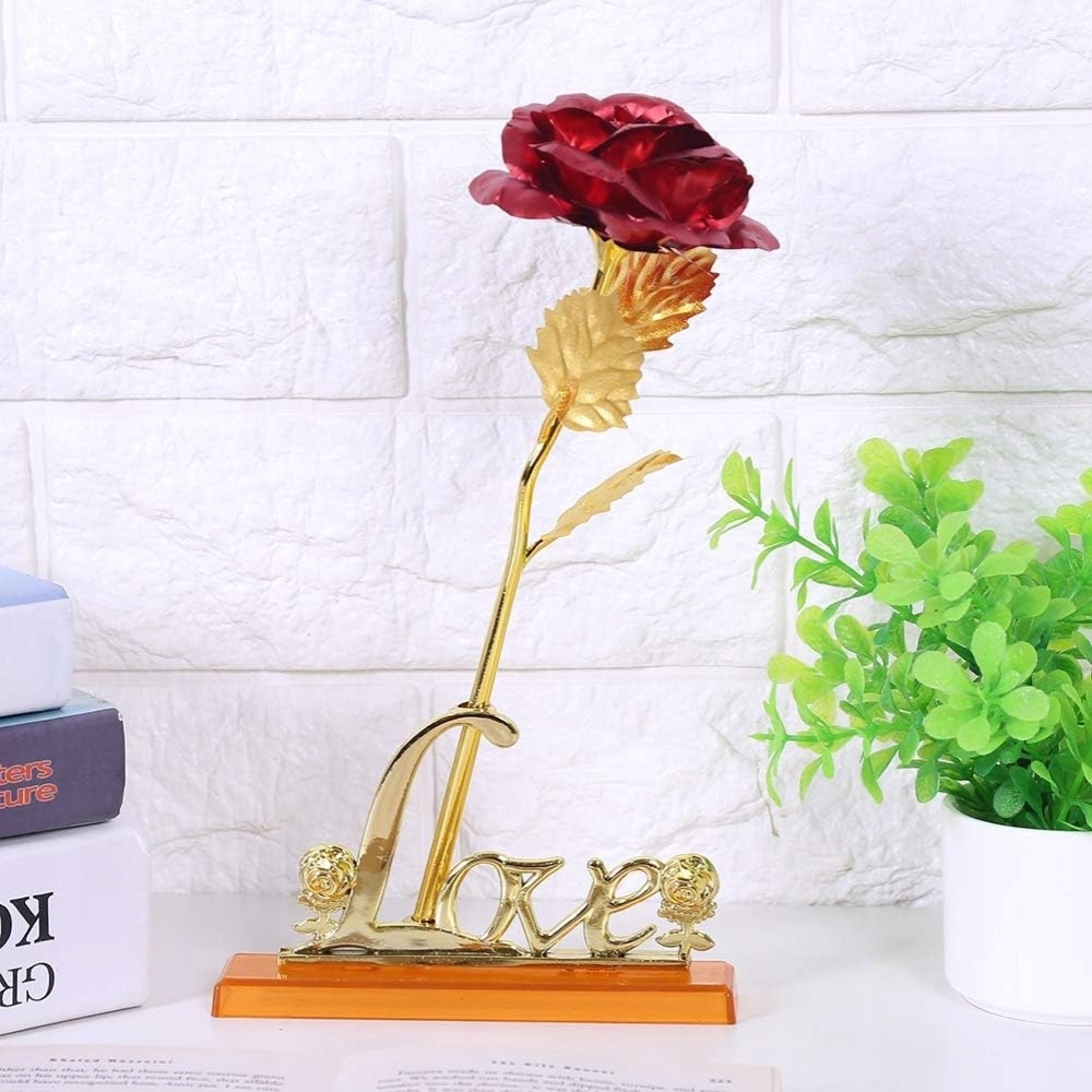 Wieczna Róża Czerwona Podstawka LOVE Prezent na Walentynki Dzień Kobiet Urodziny - obrazek 7