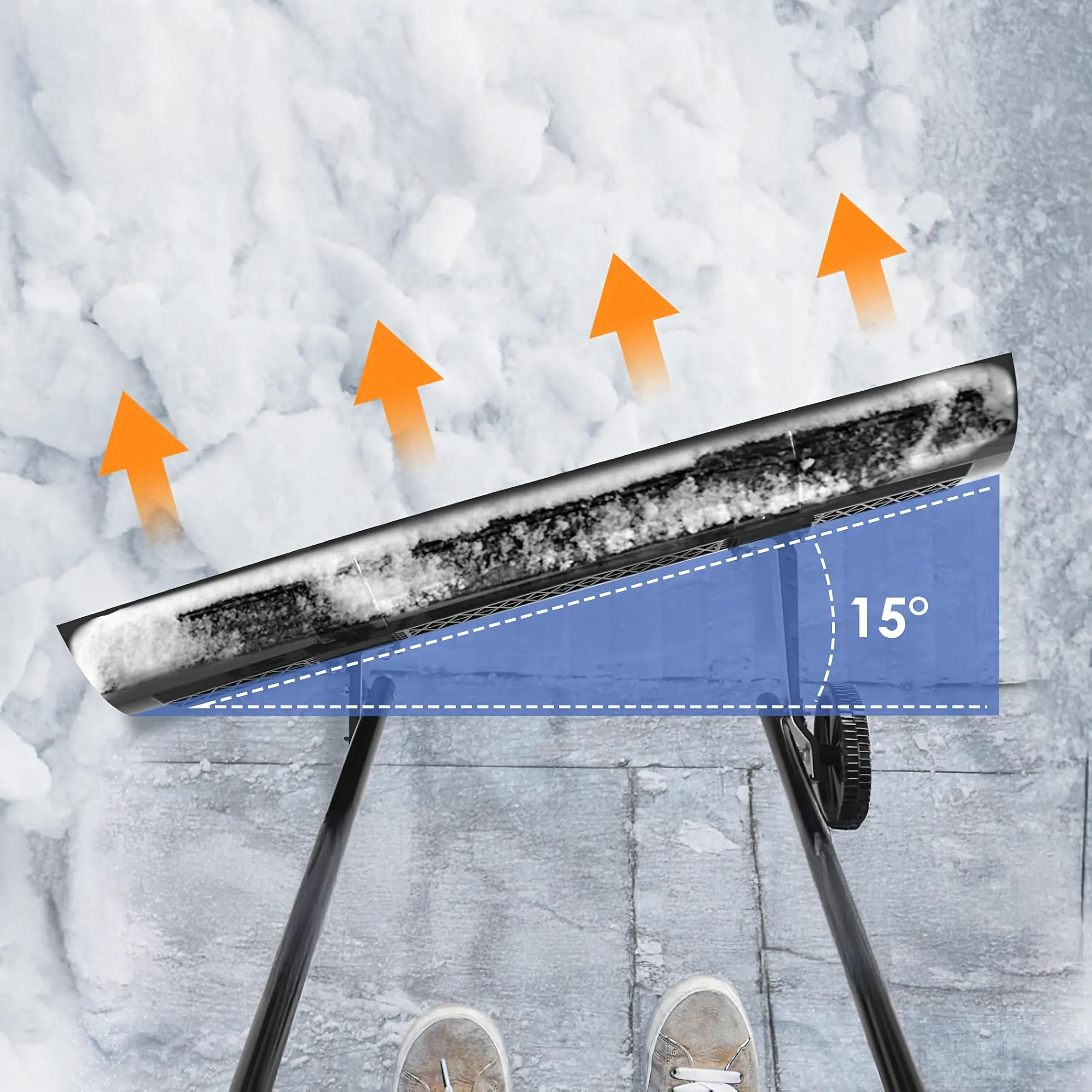 Pług do Śniegu Zgarniacz Odśnieżacz Na Kołach Czarny 95cm - obrazek 7