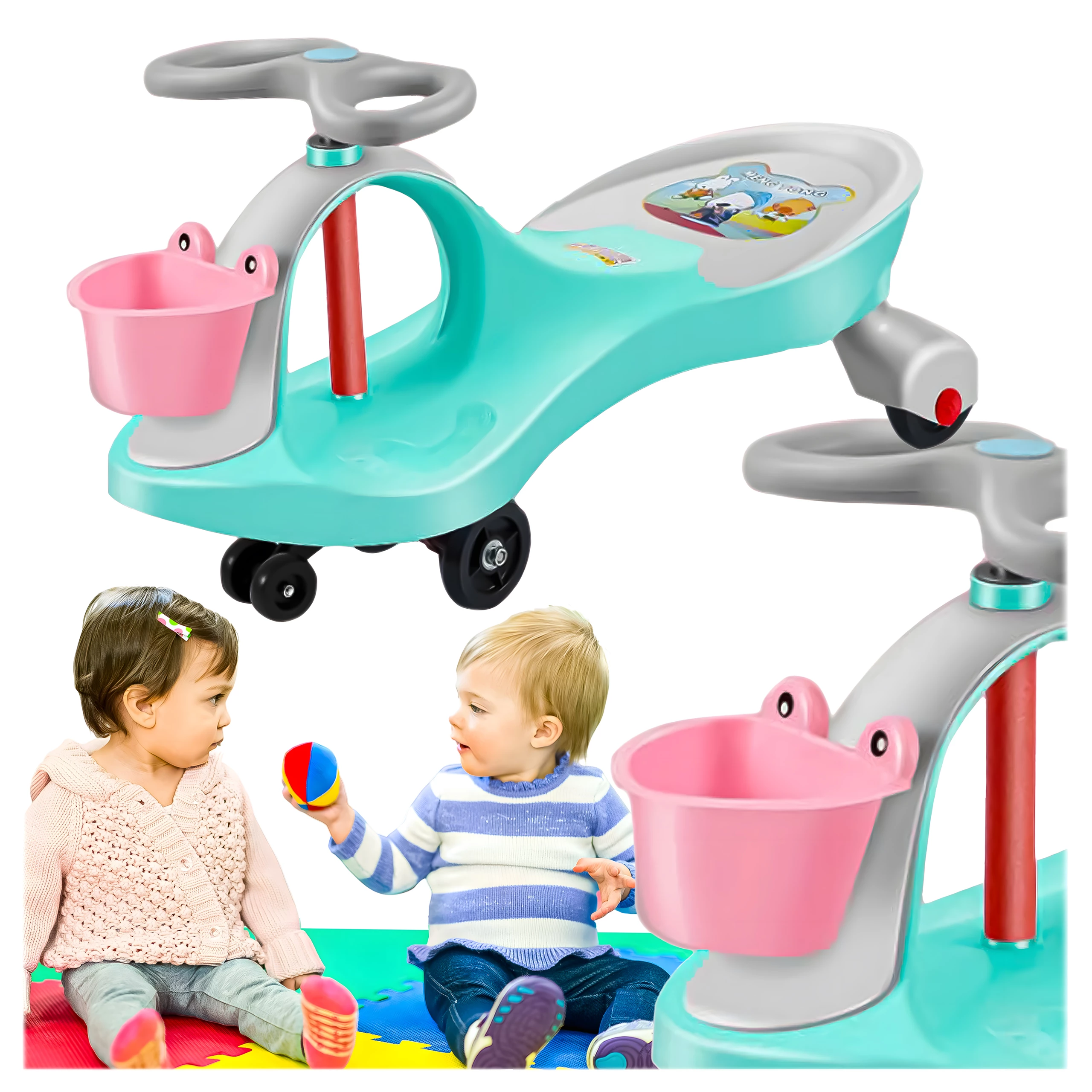 Jeździk Pchacz Pojazd Grawitacyjny Dla Dzieci Balansowy Swing Car Zielony