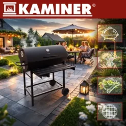 Grill Ogrodowy Węglowy z Pokrywą Kaminer 108x67x96cm + Akcesoria - obrazek 12