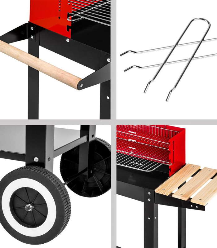 Grill Ogrodowy Węglowy z Pokrywą Na Kółkach + Akcesoria - obrazek 3