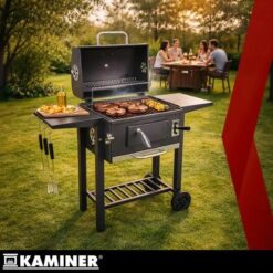 Grill Ogrodowy Węglowy z Pokrywą Kaminer 105x110x50cm + Akcesoria - obrazek 15