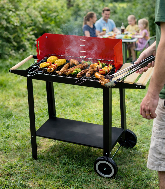 Grill Ogrodowy Węglowy z Pokrywą Na Kółkach + Akcesoria - obrazek 6