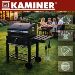 Grill Ogrodowy Węglowy z Pokrywą Kaminer 120x116x55cm + Akcesoria - obrazek 12