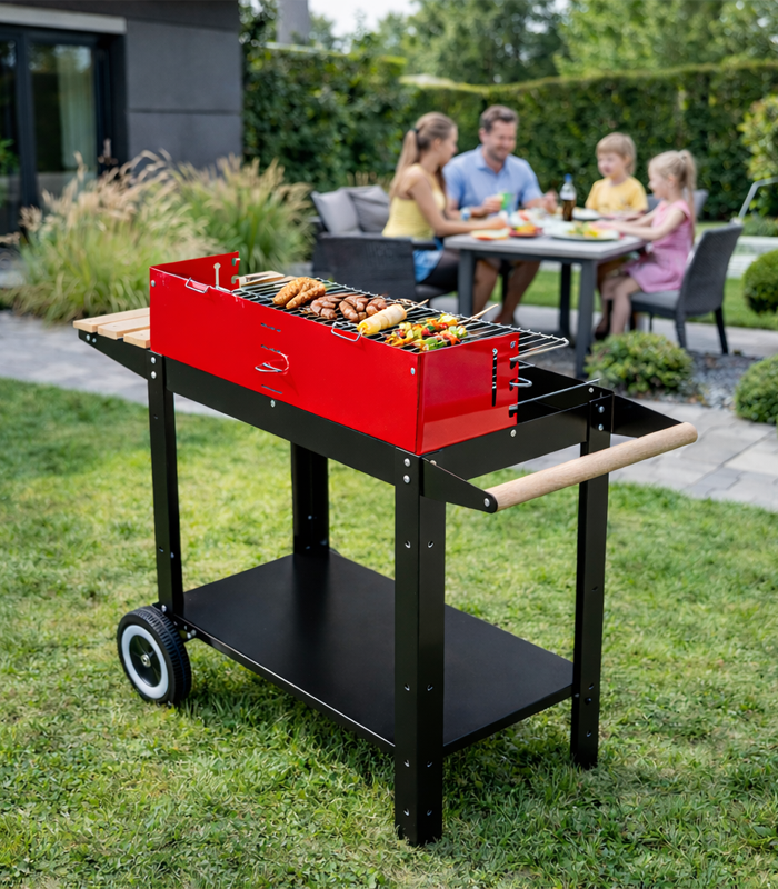 Grill Ogrodowy Węglowy z Pokrywą Na Kółkach + Akcesoria - obrazek 7