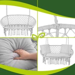 Huśtawka Ogrodowa Bocianie Gniazdo Dwuosobowa z Poduszką Szara 300kg - obrazek 5