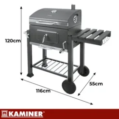 Grill Ogrodowy Węglowy z Pokrywą Kaminer 120x116x55cm + Akcesoria - obrazek 6