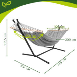 Hamak Ogrodowy Dwuosobowy Ze Stelażem Zestaw 200x150cm 200kg - obrazek 2