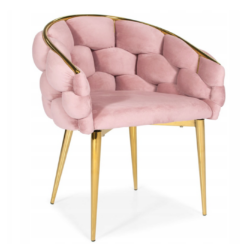 Krzesło Welurowe Tapicerowane Nowoczesne Glamour BALLOON Różowe