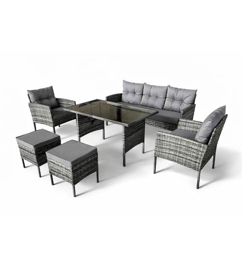 Zestaw Mebli Ogrodowych Dla 7 Osób URBINO Technorattan Szary - obrazek 2