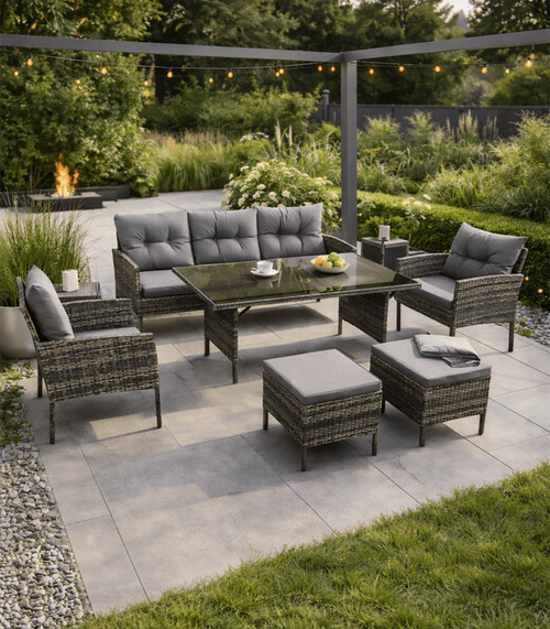 Zestaw Mebli Ogrodowych Dla 7 Osób URBINO Technorattan Szary - obrazek 6