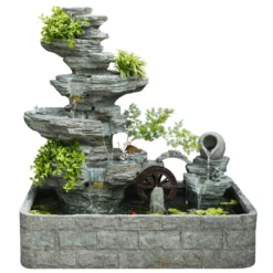 Fontanna Ogrodowa Dekoracyjna z Oświetleniem LED 128x70x116cm