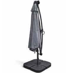 Parasol Ogrodowy Składany z Wysięgnikiem Lampki LED Szary 300cm + Pokrowiec - obrazek 3