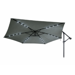 Parasol Ogrodowy Składany z Wysięgnikiem Lampki LED Szary 300cm + Pokrowiec - obrazek 4