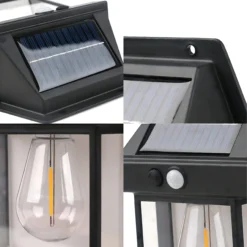 Lampa Solarna LED Latarnia Kinkiet Ścienny z Czujnikiem Ruchu i Zmierzchu - obrazek 6