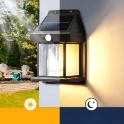 Lampa Solarna LED Latarnia Kinkiet Ścienny z Czujnikiem Ruchu i Zmierzchu - obrazek 17