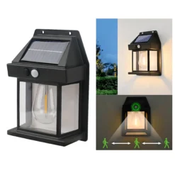 Lampa Solarna LED Latarnia Kinkiet Ścienny z Czujnikiem Ruchu i Zmierzchu - obrazek 4