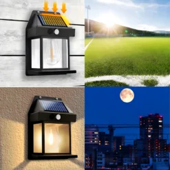 Lampa Solarna LED Latarnia Kinkiet Ścienny z Czujnikiem Ruchu i Zmierzchu - obrazek 8