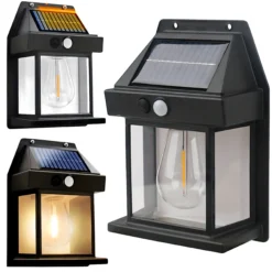 Lampa Solarna LED Latarnia Kinkiet Ścienny z Czujnikiem Ruchu i Zmierzchu - obrazek 3