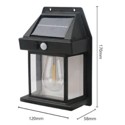 Lampa Solarna LED Latarnia Kinkiet Ścienny z Czujnikiem Ruchu i Zmierzchu - obrazek 2