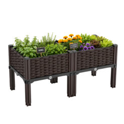 Podwyższona Donica Ogrodowa Do Kwiatów Warzyw Modułowa Brązowa 80x40x38cm - obrazek 2