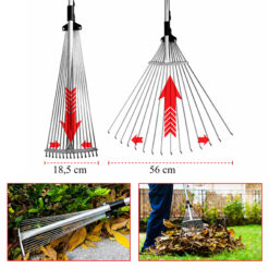 Grabie Metalowe Ogrodowe Wachlarzowe Do Liści Trawy z Trzonkiem 81-160cm - obrazek 4