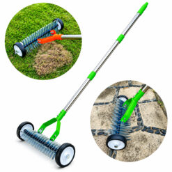 Aerator Wertykulator Ręczny Na Kółkach Zielony 130x32cm + Rękawiczki - obrazek 4