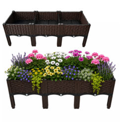 Podwyższona Donica Ogrodowa Do Kwiatów Warzyw Modułowa Brązowa 120x40x38cm - obrazek 2
