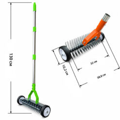 Aerator Wertykulator Ręczny Na Kółkach Zielony 130x32cm + Rękawiczki - obrazek 5