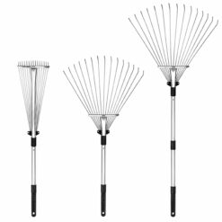 Grabie Metalowe Ogrodowe Wachlarzowe Do Liści Trawy z Trzonkiem 81-160cm - obrazek 2