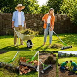 Aerator Wertykulator Ręczny Na Kółkach Zielony 130x32cm + Rękawiczki - obrazek 6