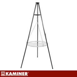 Grill Ogrodowy Trójnóg z Rusztem Wiszący Nierdzewny Kaminer 167x58cm - obrazek 6