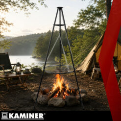Grill Ogrodowy Trójnóg z Rusztem Wiszący Nierdzewny Kaminer 167x58cm - obrazek 10