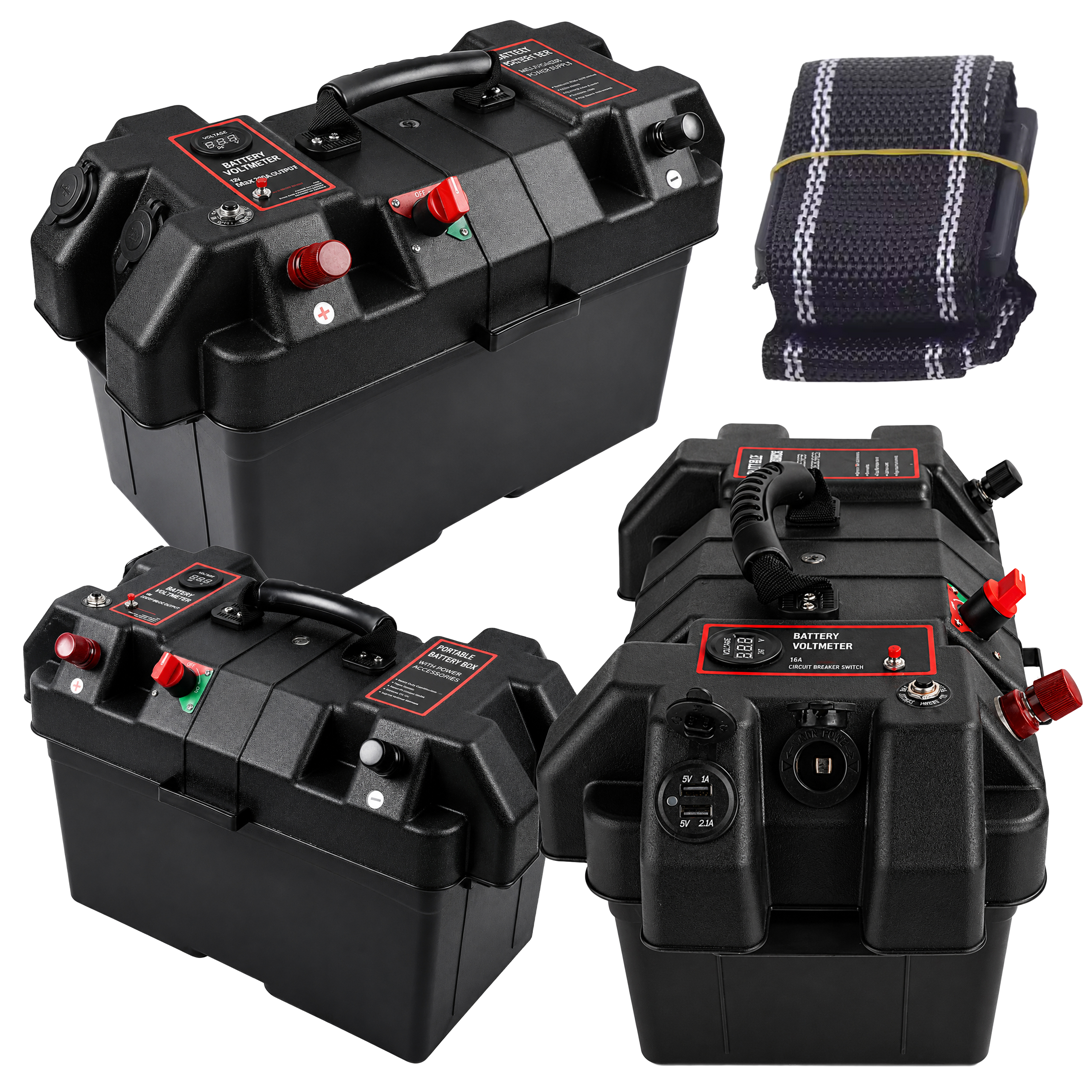 Pojemnik Skrzynka Obudowa Akumulatora z Woltomierzem 2x USB 12V