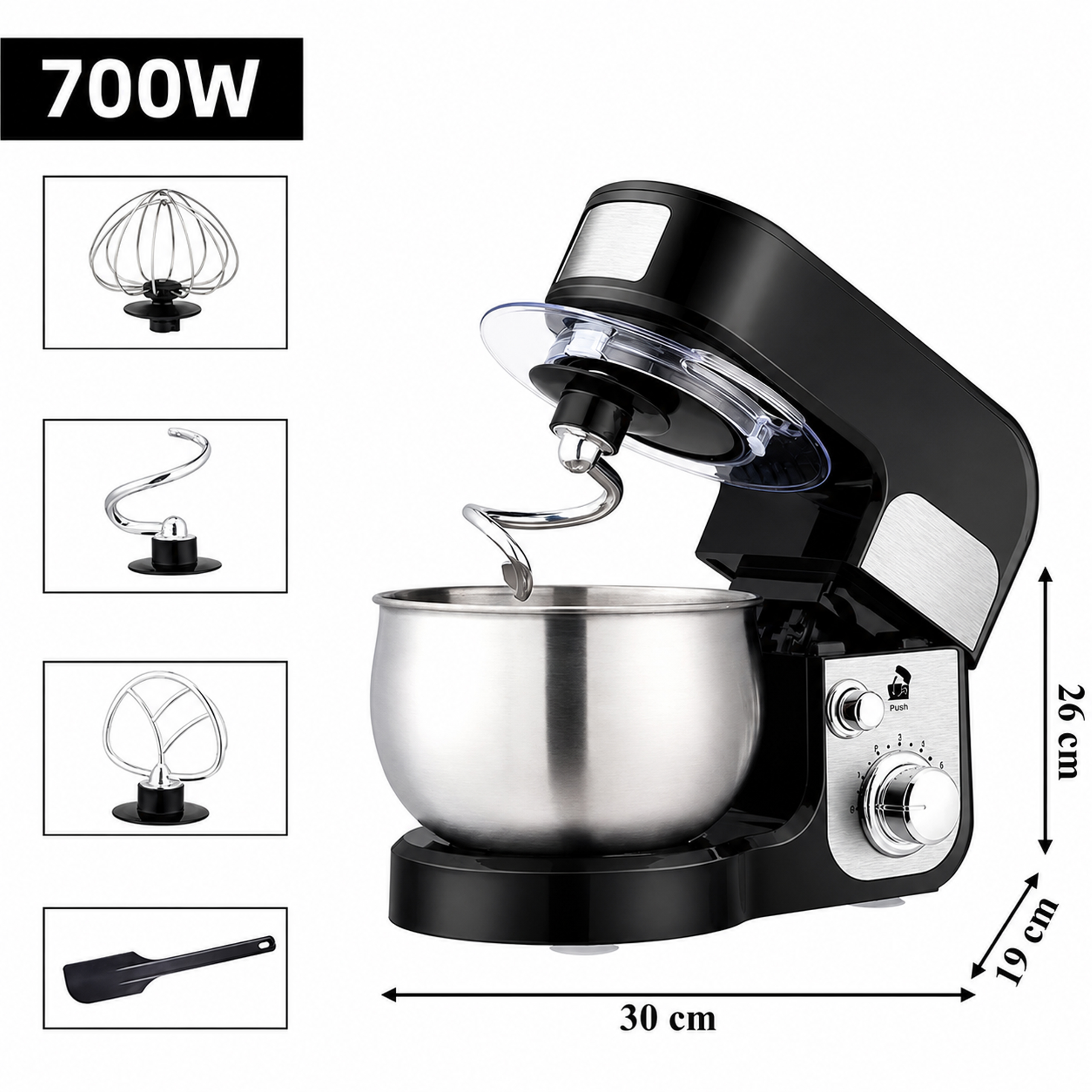 Robot Kuchenny Planetarny 700W Mikser 3w1 Misa 3L 6 Prędkości 3 Mieszadła - obrazek 6