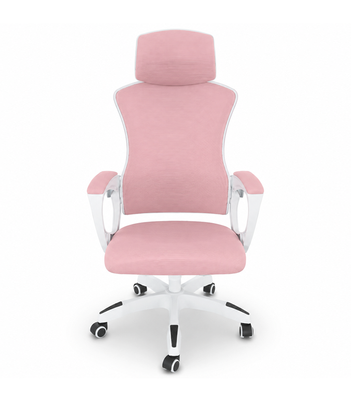 Fotel Biurowy Ergonomiczny Krzesło Obrotowe Regulowane Dla Dziewczynki Różowo-Białe