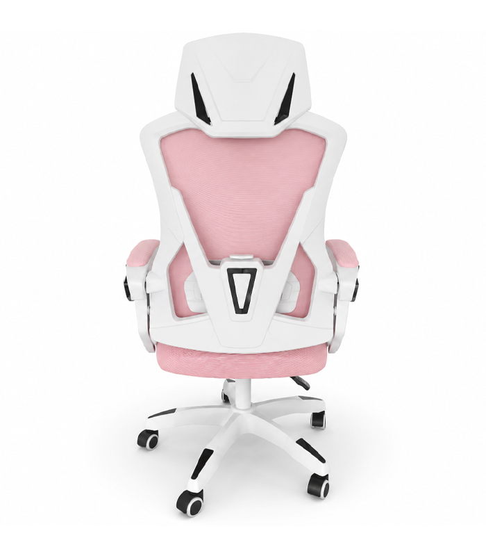 Fotel Biurowy Ergonomiczny Krzesło Obrotowe Regulowane Dla Dziewczynki Różowo-Białe - obrazek 2