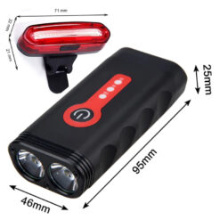 Lampka Rowerowa 1800lm Przód Tył USB 4400mAh IP66 Zasięg 300m LED - obrazek 4