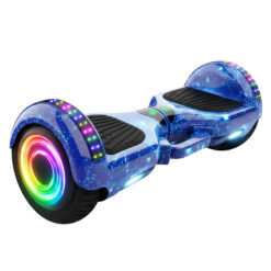 Hoverboard elektryczny z podświetleniem LED w niebieskiej obudowie galaxy