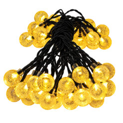 Girlanda solarna LED z kulkami świecącymi ciepłym białym światłem