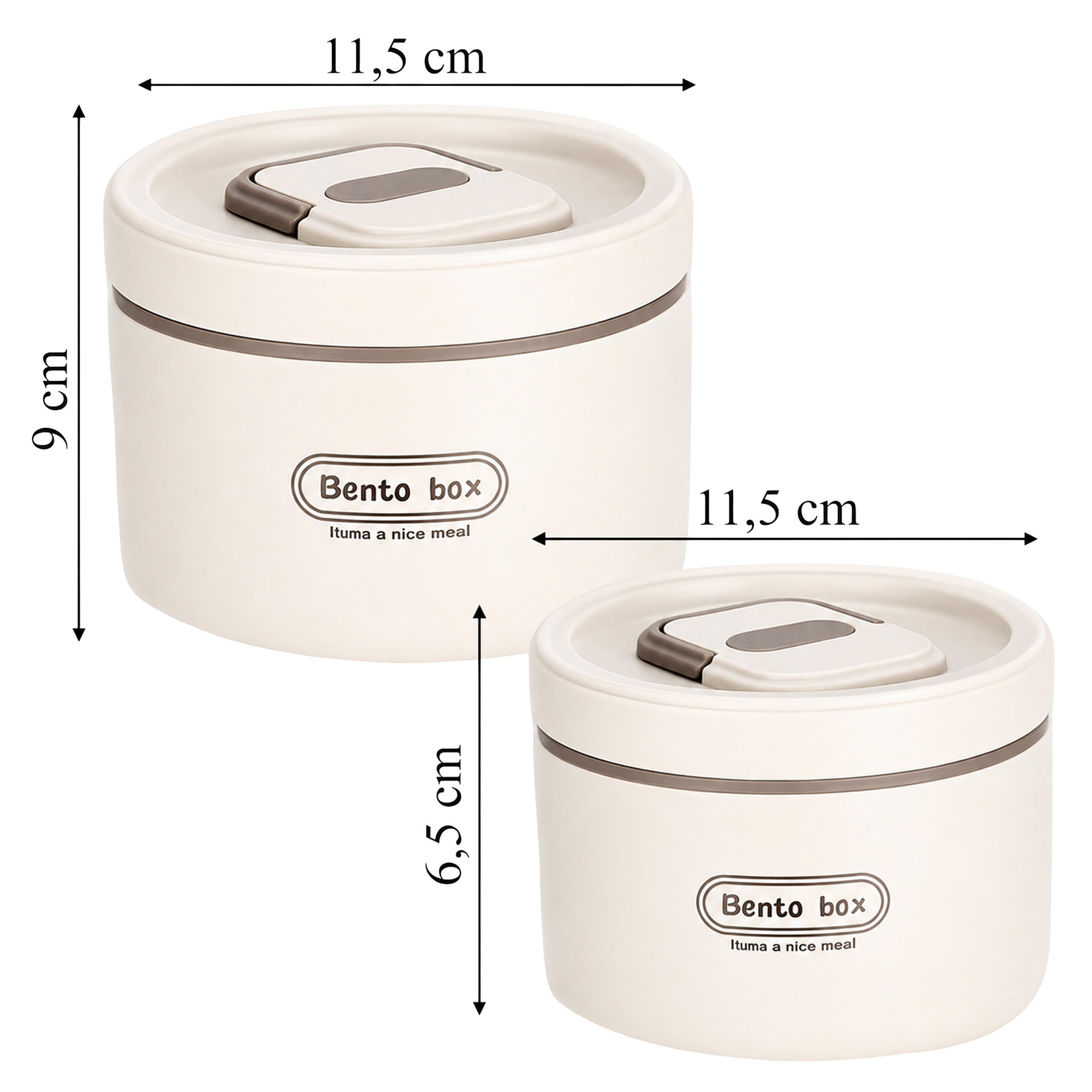 Wymiary pojemników lunch box termicznego 11,5 cm i 9 cm oraz 11,5 cm i 6,5 cm