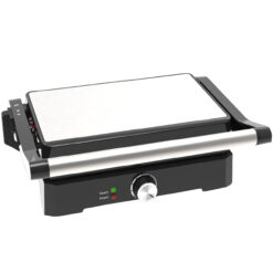 Grill elektryczny panini z zamkniętą górną płytą i pokrętłem regulacji