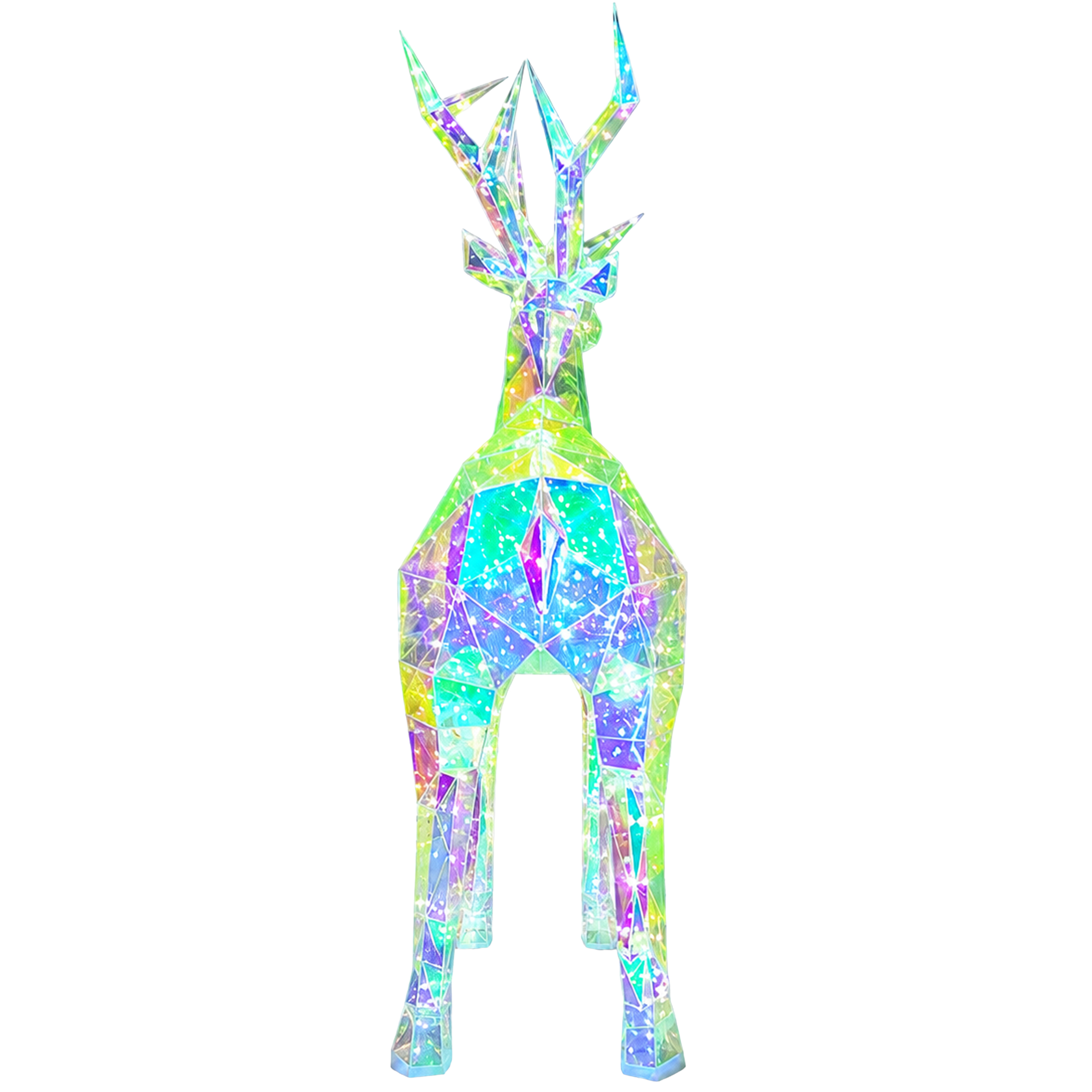 Holograficzny renifer LED 3D z opalizującą geometryczną konstrukcją