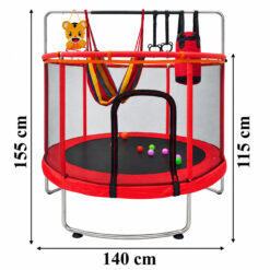 Trampolina dziecięca 140 cm z siatką, hamakiem, koszem i piłeczkami
