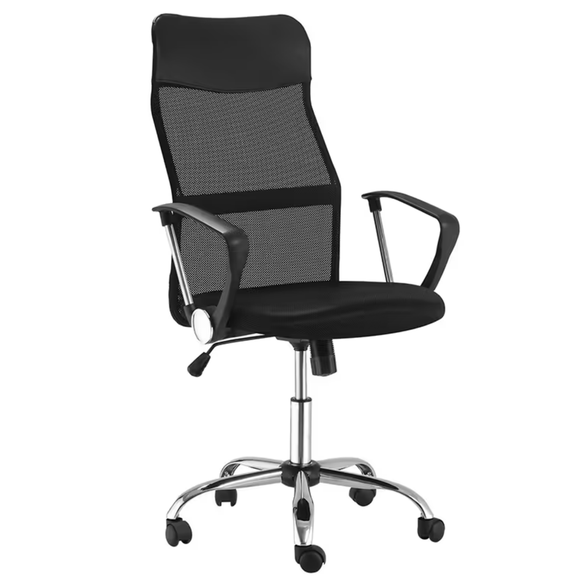 Czarny ergonomiczny fotel biurowy obrotowy z oparciem z siatki mesh