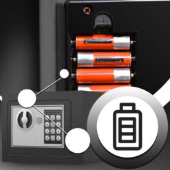 Sejf elektroniczny z panelem kodowym i bateriami wewnątrz drzwi