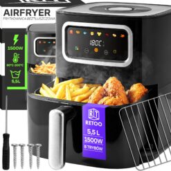 Frytkownica Beztłuszczowa Air Fryer 5,5L 1500W 8 Programów - obrazek 4