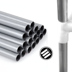 Metalowe rurki stelaża szafki tekstylnej i łącznik montażowy