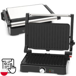 Grill elektryczny panini z otwartymi płytami grillowymi i regulacją temperatury