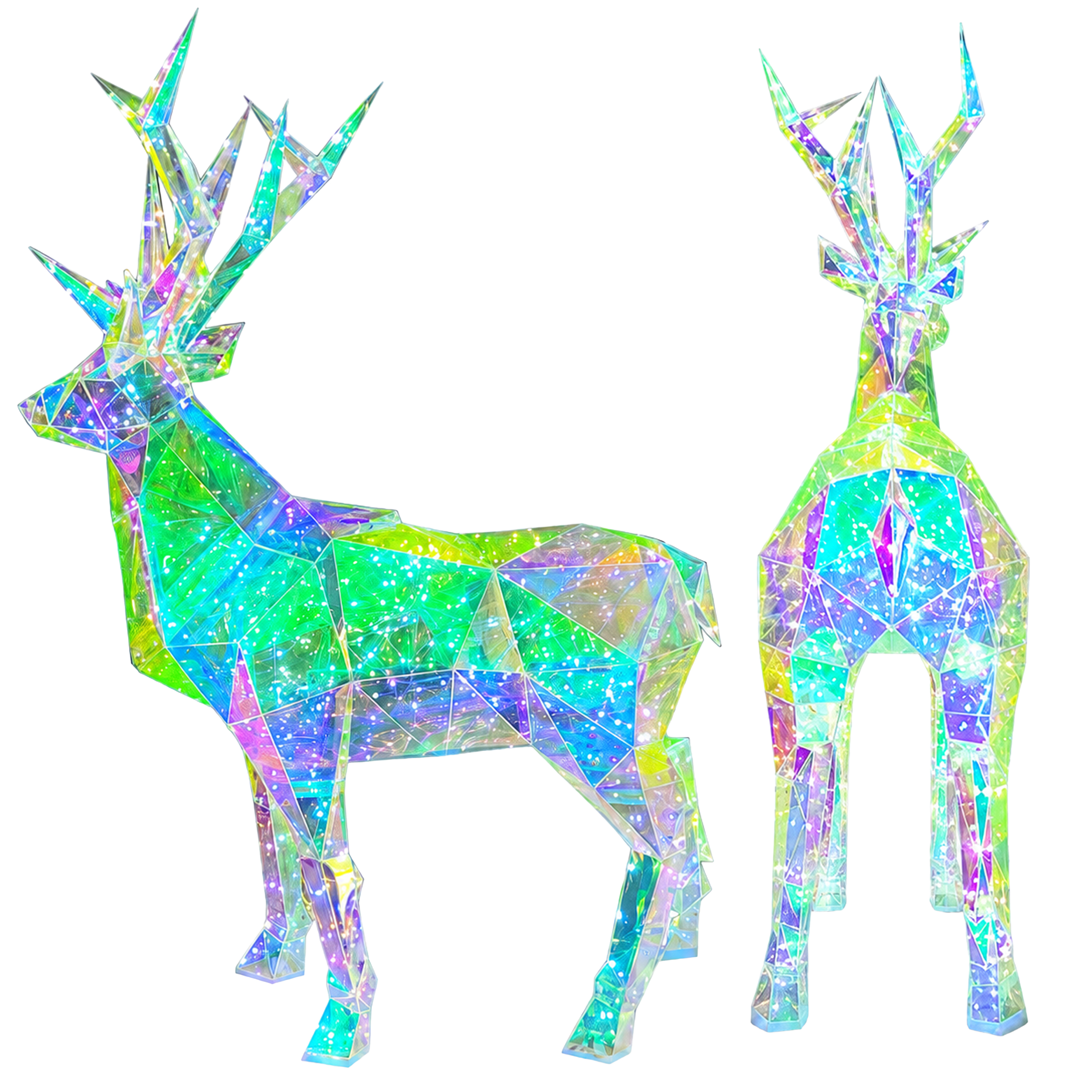 Holograficzna dekoracja LED 3D w kształcie dwóch reniferów 90 cm